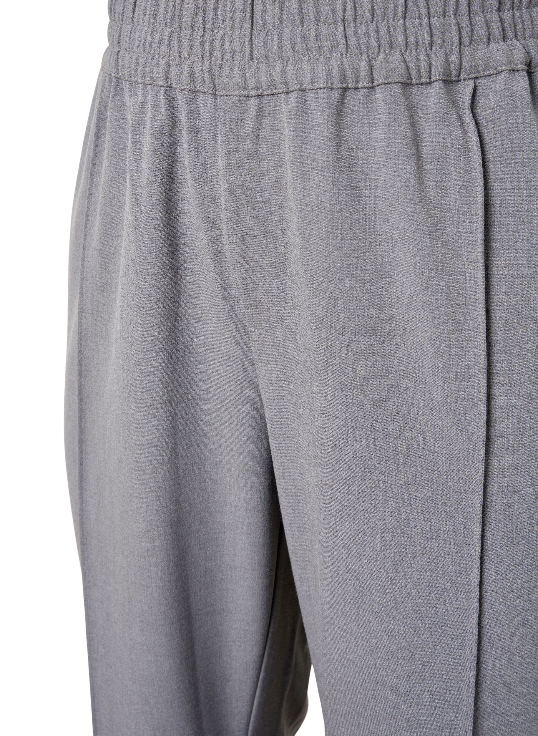 ZizziGraue melierte Hose mit elastischem Bund, Medium Grey Melange, Packshot image number 2