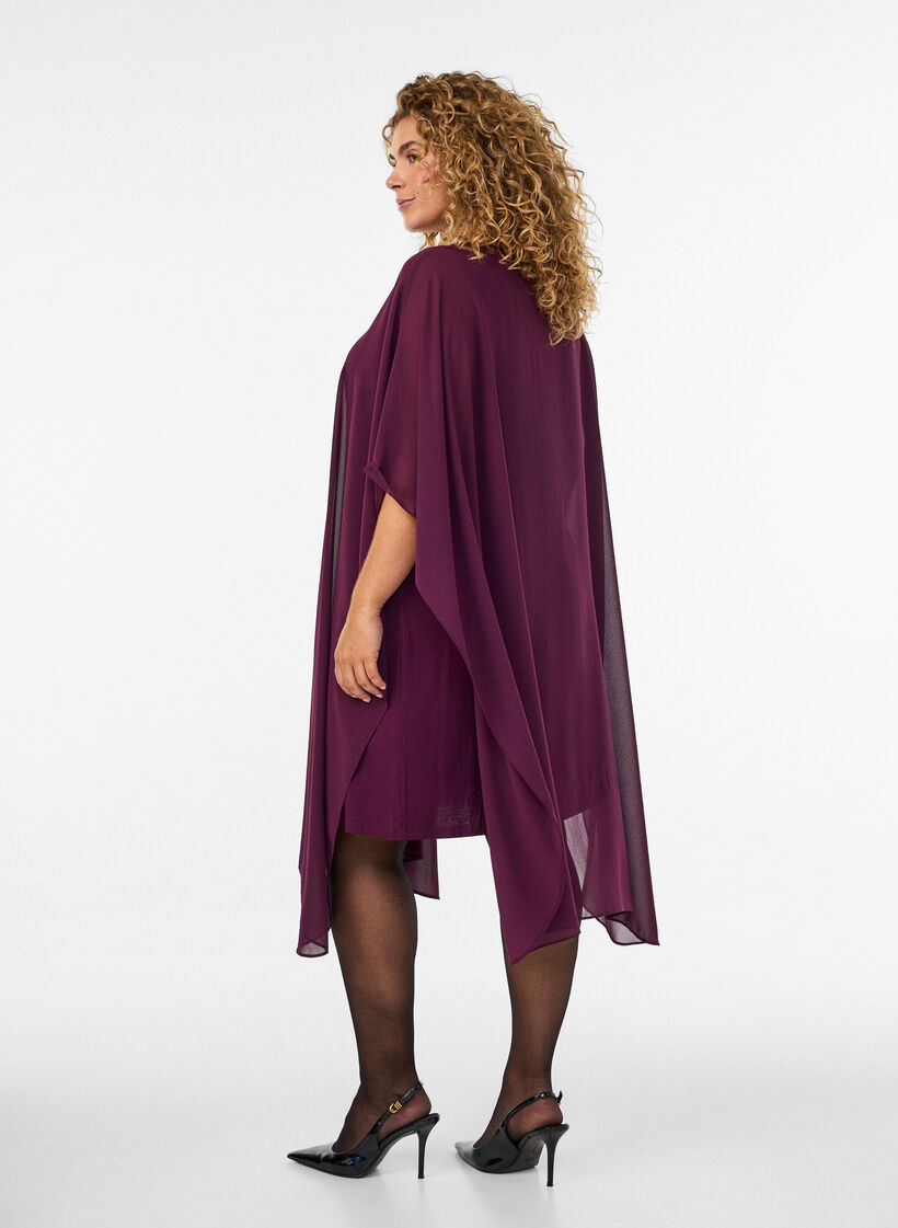 Kurzes Chiffonkleid mit V-Ausschnitt, Lila, Model image number 1