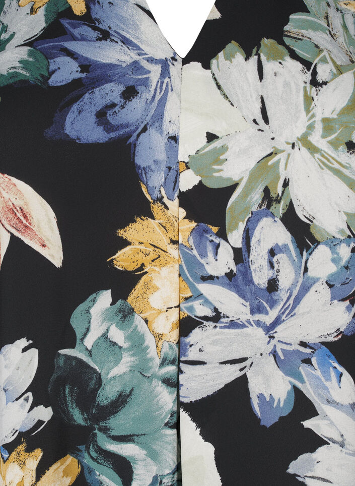 Langärmliges Kleid mit Blumendruck, Yellow Flower AOP, Packshot image number 2