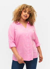 Hemdbluse mit Knopfverschluss, Begonia Pink, Model