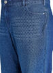High-Waist-Jeans in gerader Passform mit Strasssteinen, Blau, Packshot image number 2