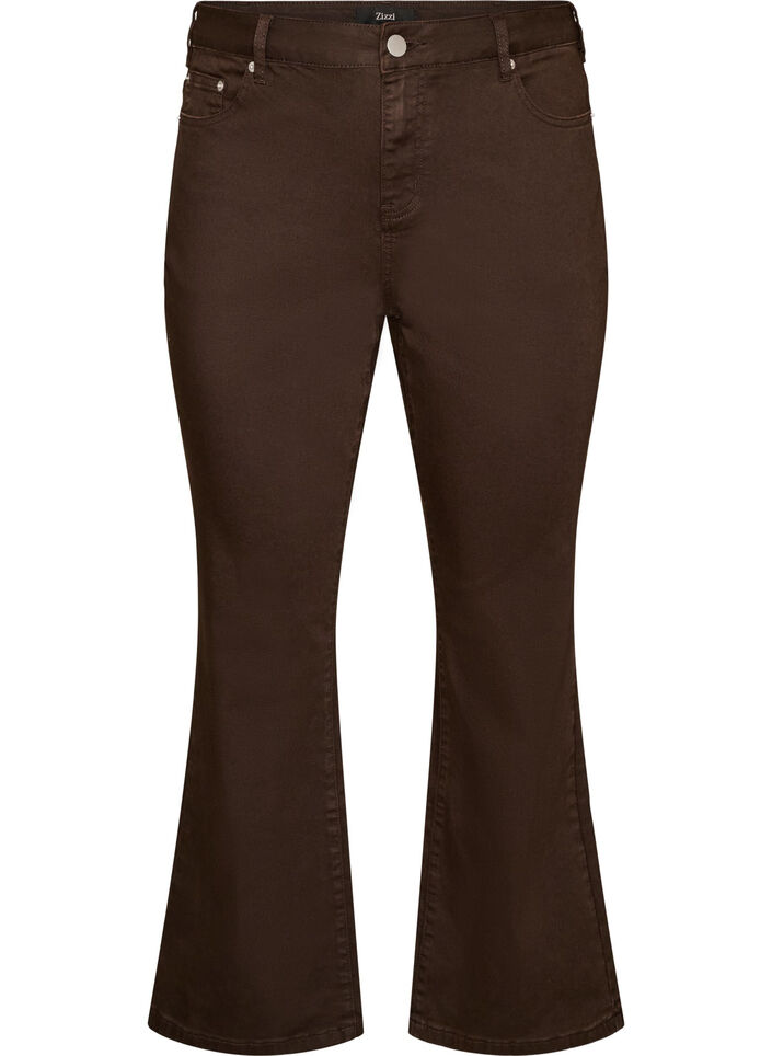 Ellen Bootcut-Jeans aus farbigem Denim, Braun, Packshot image number 0