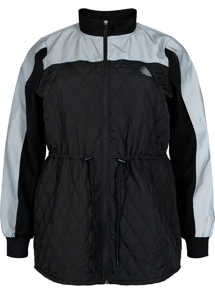 Reflektierende Sportjacke mit verstellbarem Taillenbund, Black w. Reflex, Packshot image number 0