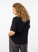 Kurz&auml;rmelige, gewebte Bluse mit Rundhals, Schwarz, Model image number 2