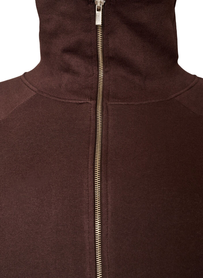 Sweatjacke mit hohem Kragen und Rei&szlig;verschluss, Braun, Packshot image number 2