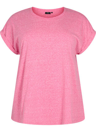 Melange-T-Shirt mit kurzen Ärmeln, Beetroot Purple Mél, Packshot image number 0