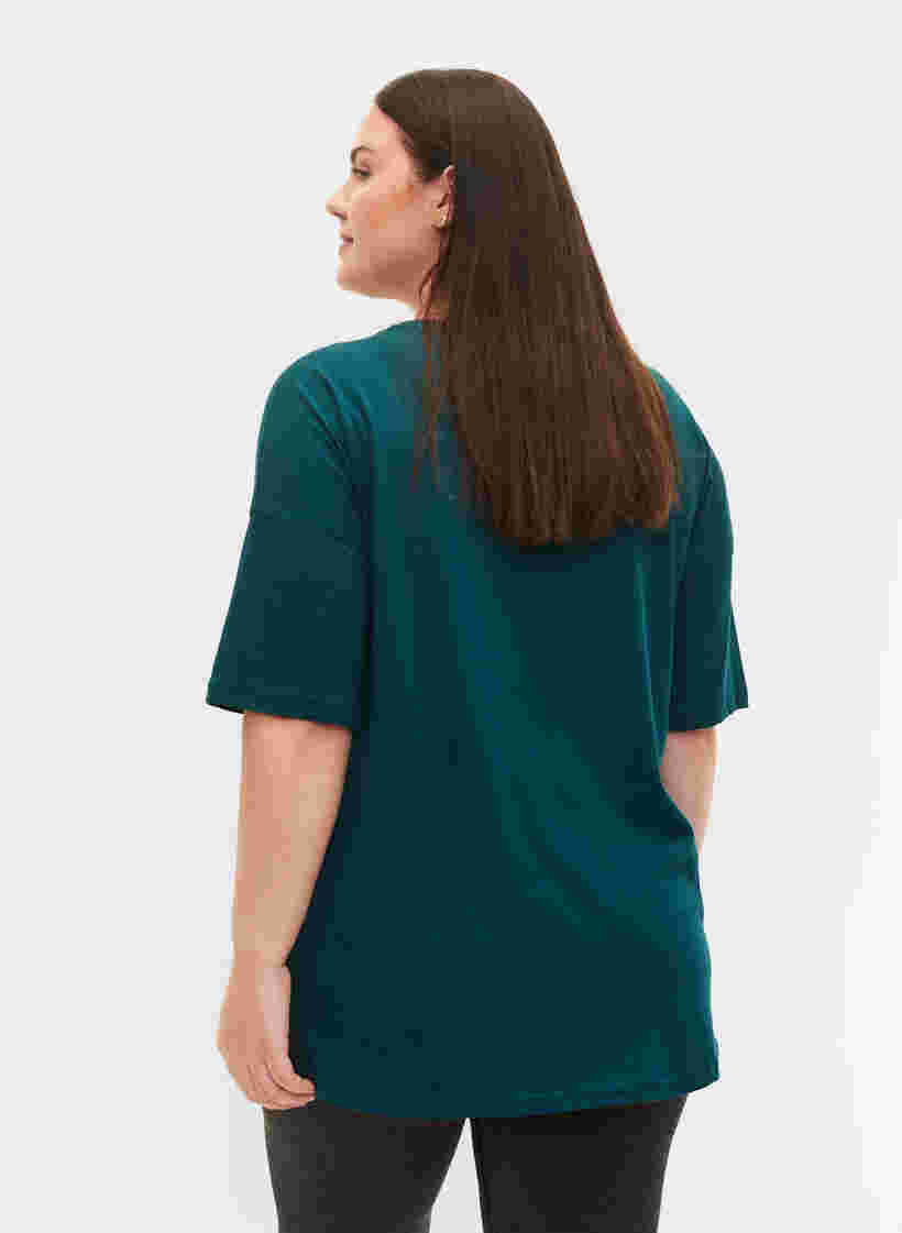 Baumwoll-T-Shirt mit Print, Deep Teal/Sea Pink, Model image number 1