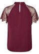 Bluse mit kurzen &Auml;rmeln aus Spitze und hohem Kragen, Rot, Packshot image number 1
