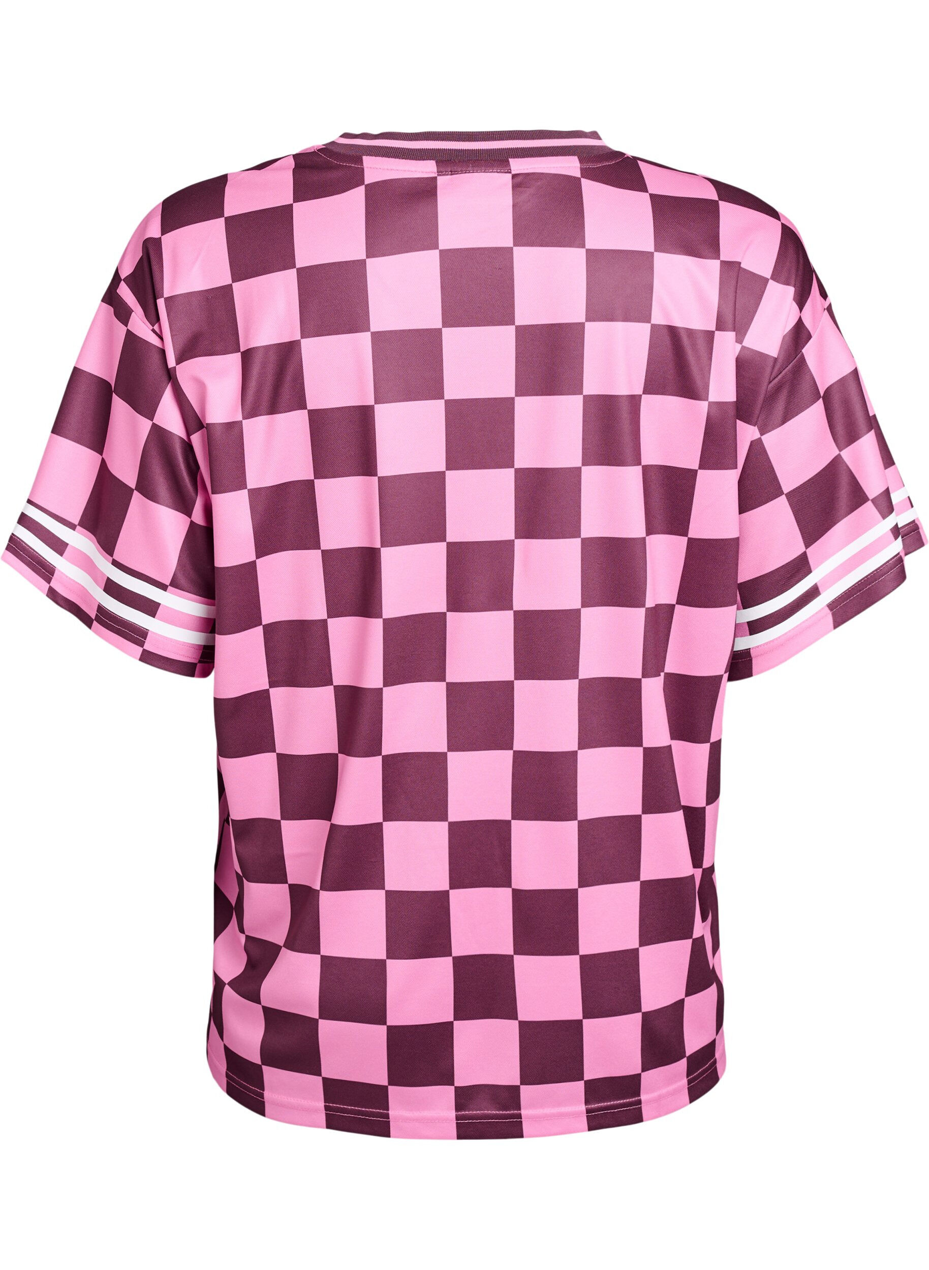 ZizziSportliches T-Shirt mit Karomuster und Textaufdruck, Rot, Packshot image number 1