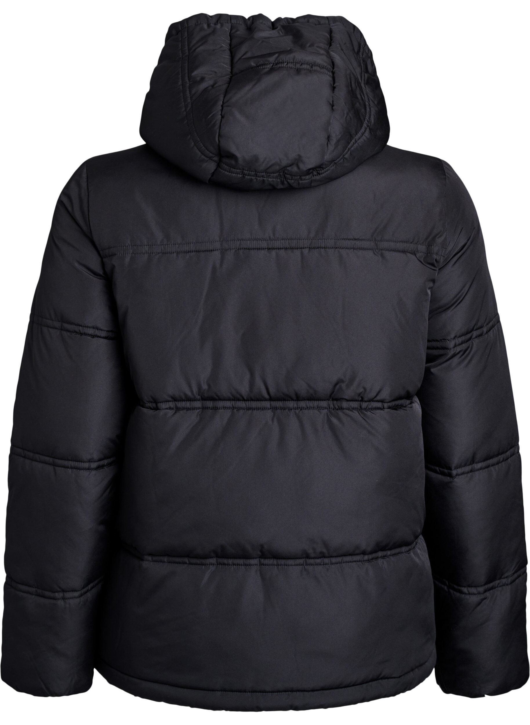 ZizziKurze Steppjacke mit Kapuze und Zwei-Wege-Rei&szlig;verschluss, Schwarz, Packshot image number 1