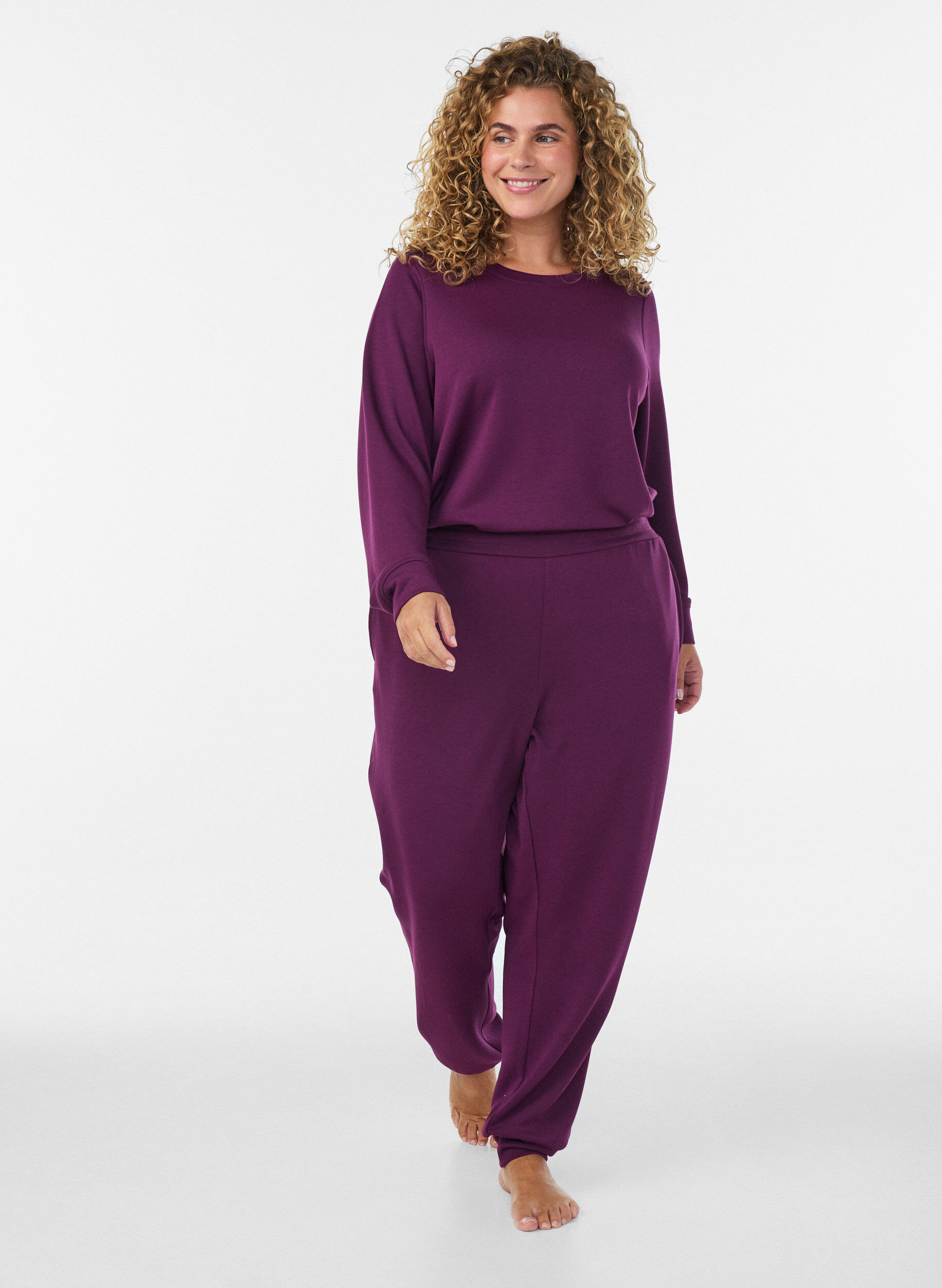 ZizziJerseyhose mit hoher Taille und Taschen, Lila, Model image number 0