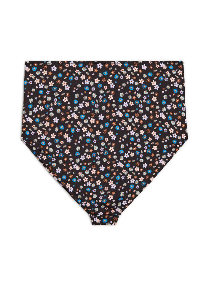 Extra hoch taillierter Bikini-Slip mit Blumenmuster, Braun, Packshot image number 1