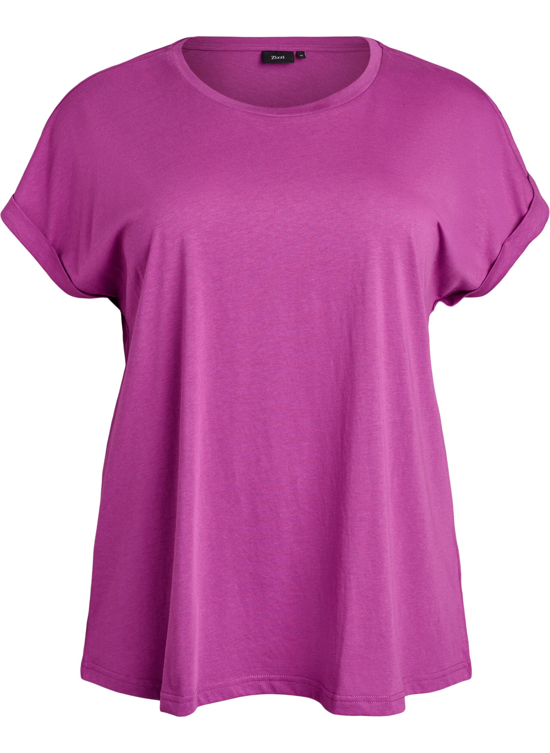 ZizziKurz&auml;rmeliges T-Shirt aus einer Baumwollmischung, Lila, Packshot image number 0