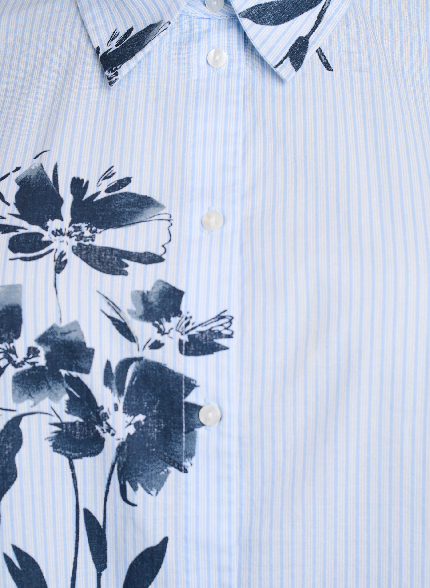ZizziLanges Shirt mit Streifen und Blumenprint, Blau, Packshot image number 2