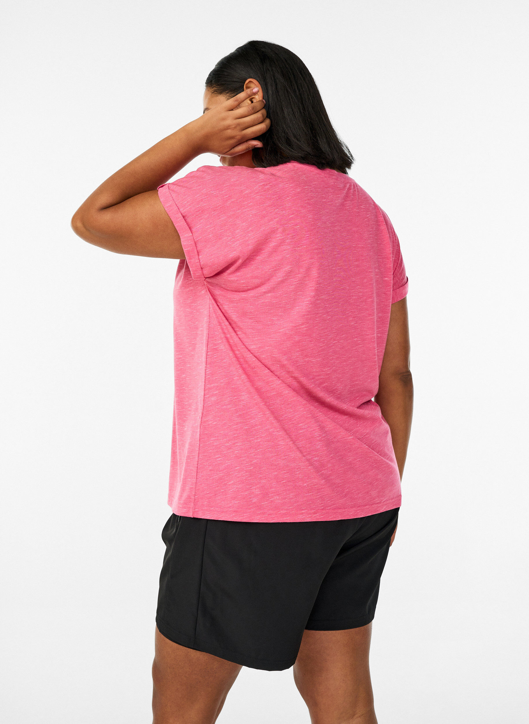 ZizziLockeres Trainingstop mit kurzen &Auml;rmeln, Pink, Model image number 2