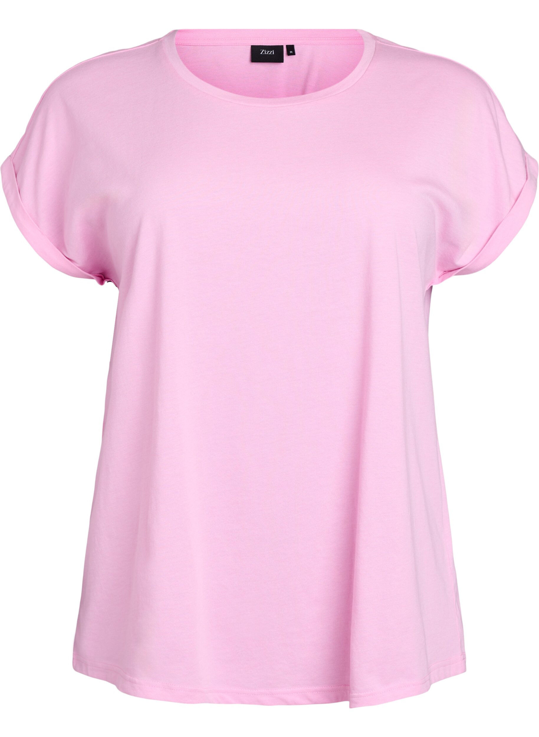 ZizziKurz&auml;rmeliges T-Shirt aus einer Baumwollmischung, Pink, Packshot image number 0