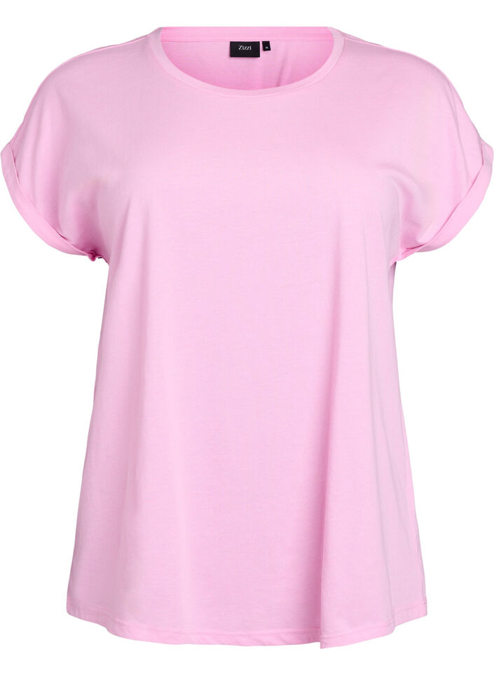 Kurz&auml;rmeliges T-Shirt aus einer Baumwollmischung, Pink, Packshot image number 0