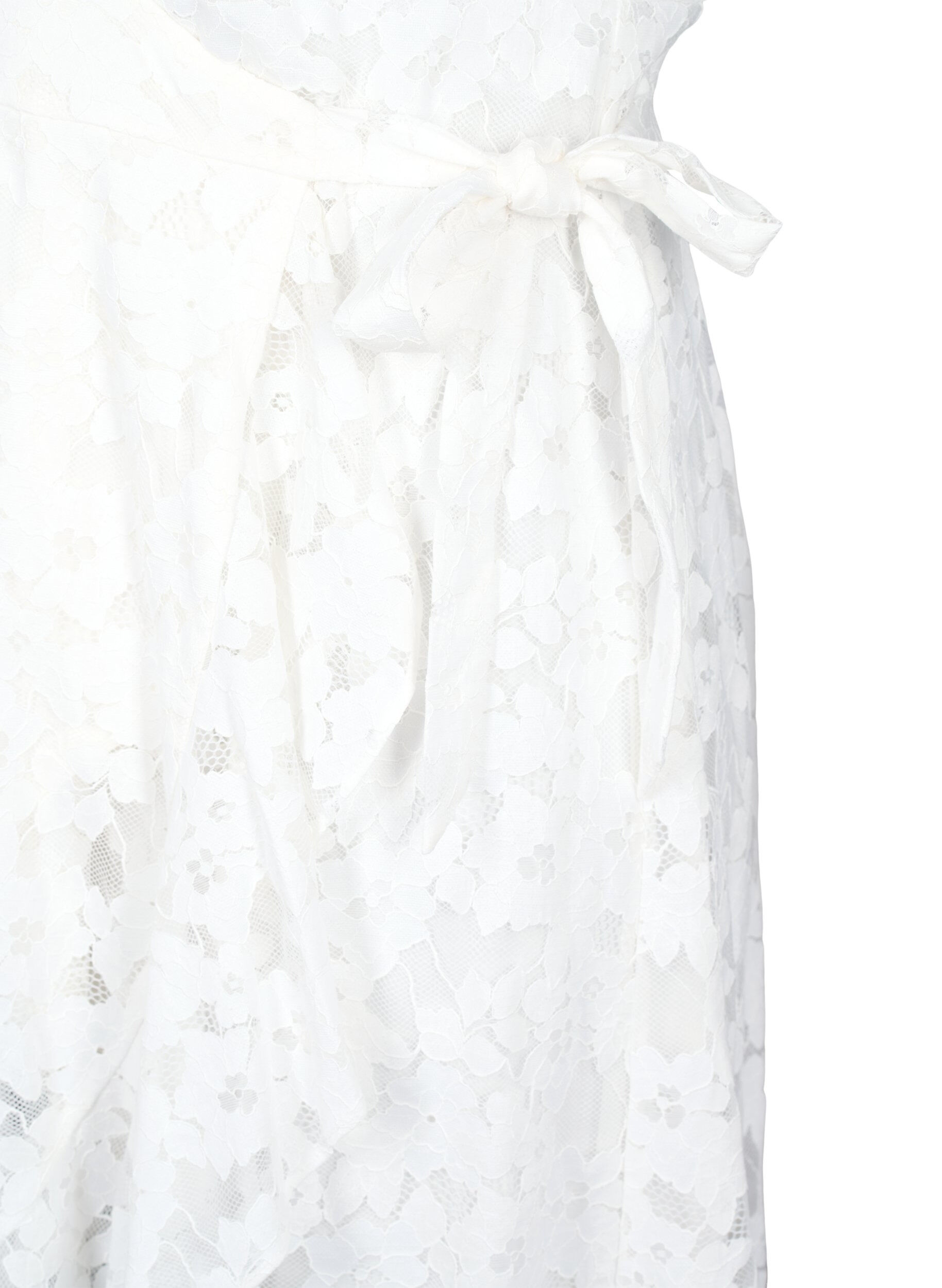 ZizziWickelkleid mit Spitze und kurzen &Auml;rmeln, Bright White, Packshot image number 3