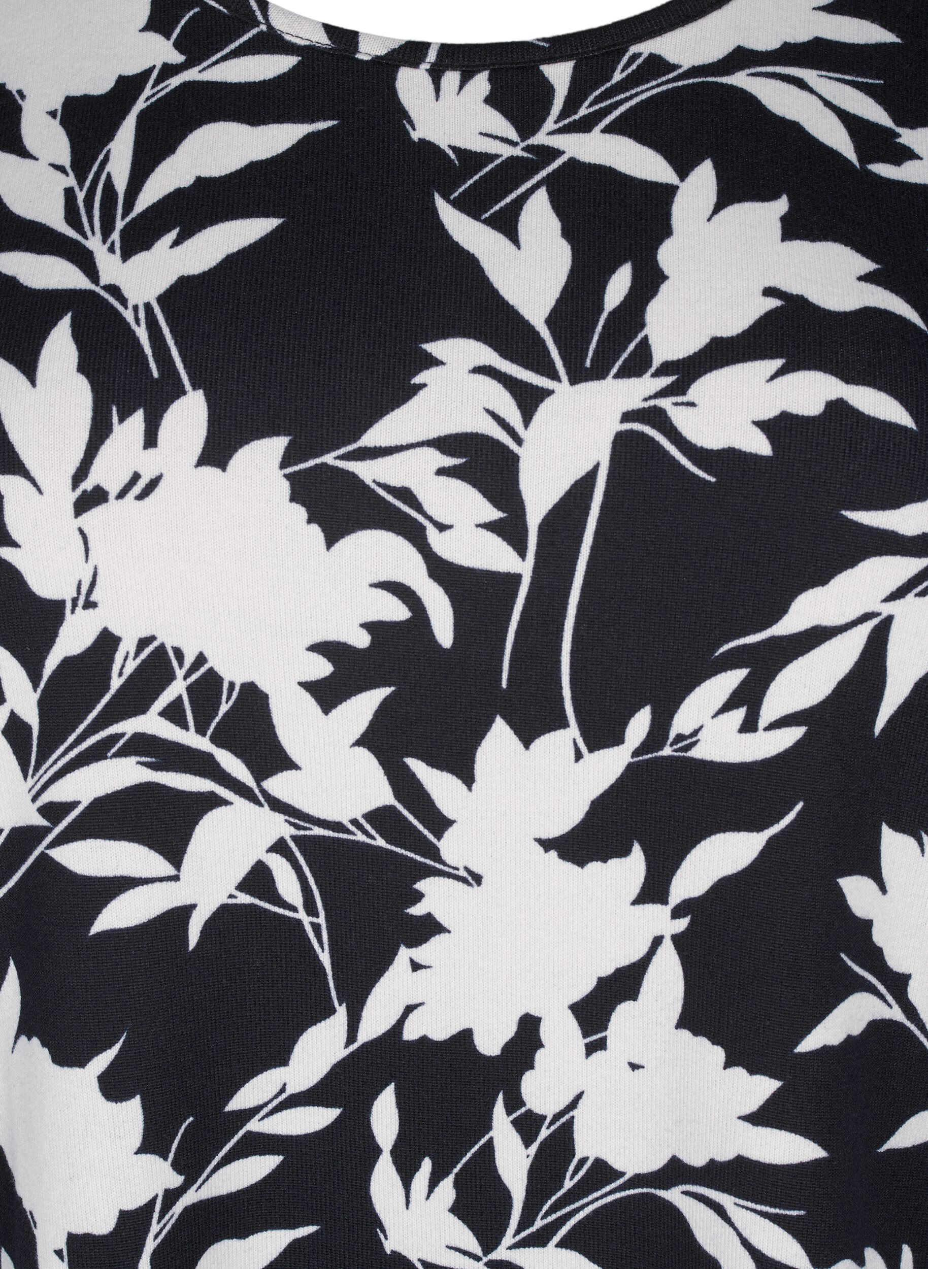 Zizzi Bluse mit Blumenmuster und langen &Auml;rmeln, Blau, Packshot image number 2