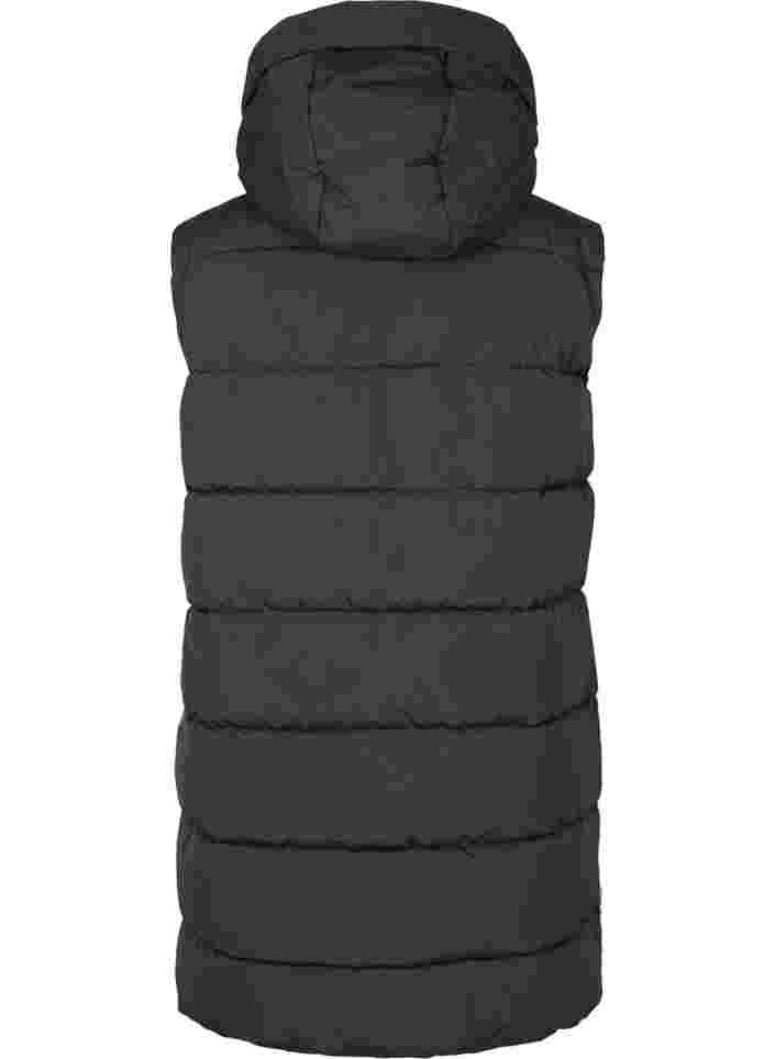 Lange Weste mit Kapuze und Taschen, Black, Packshot image number 1