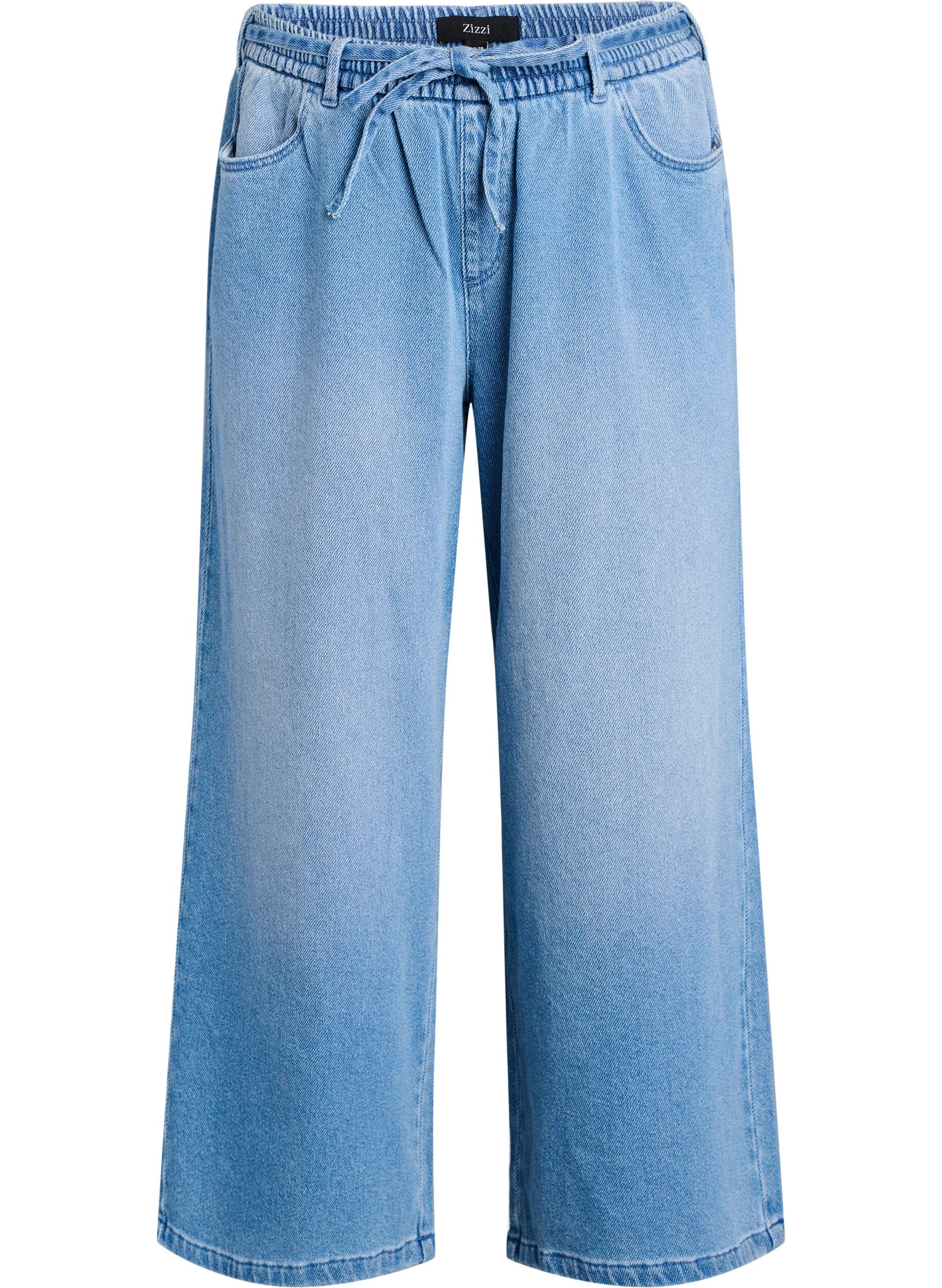 Jeans mit lockerer Passform, elastischem Bund und Tunnelzug