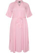 Kn&ouml;chellanges Hemdblusenkleid mit Bindeg&uuml;rtel und Streifen, Pink, Packshot image number 0