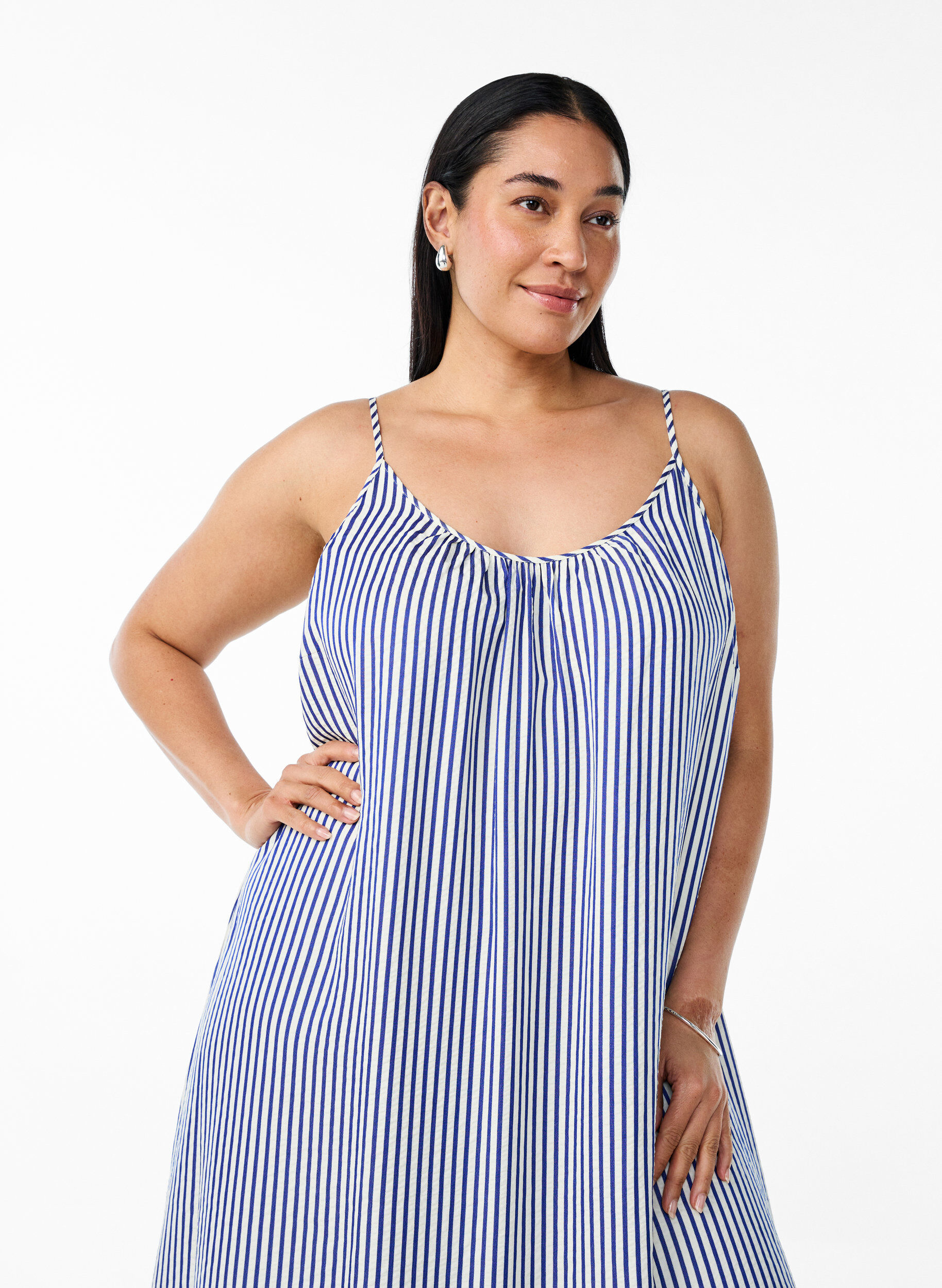 ZizziSommerkleid mit Streifen und A-Linie, Blau, Model image number 2