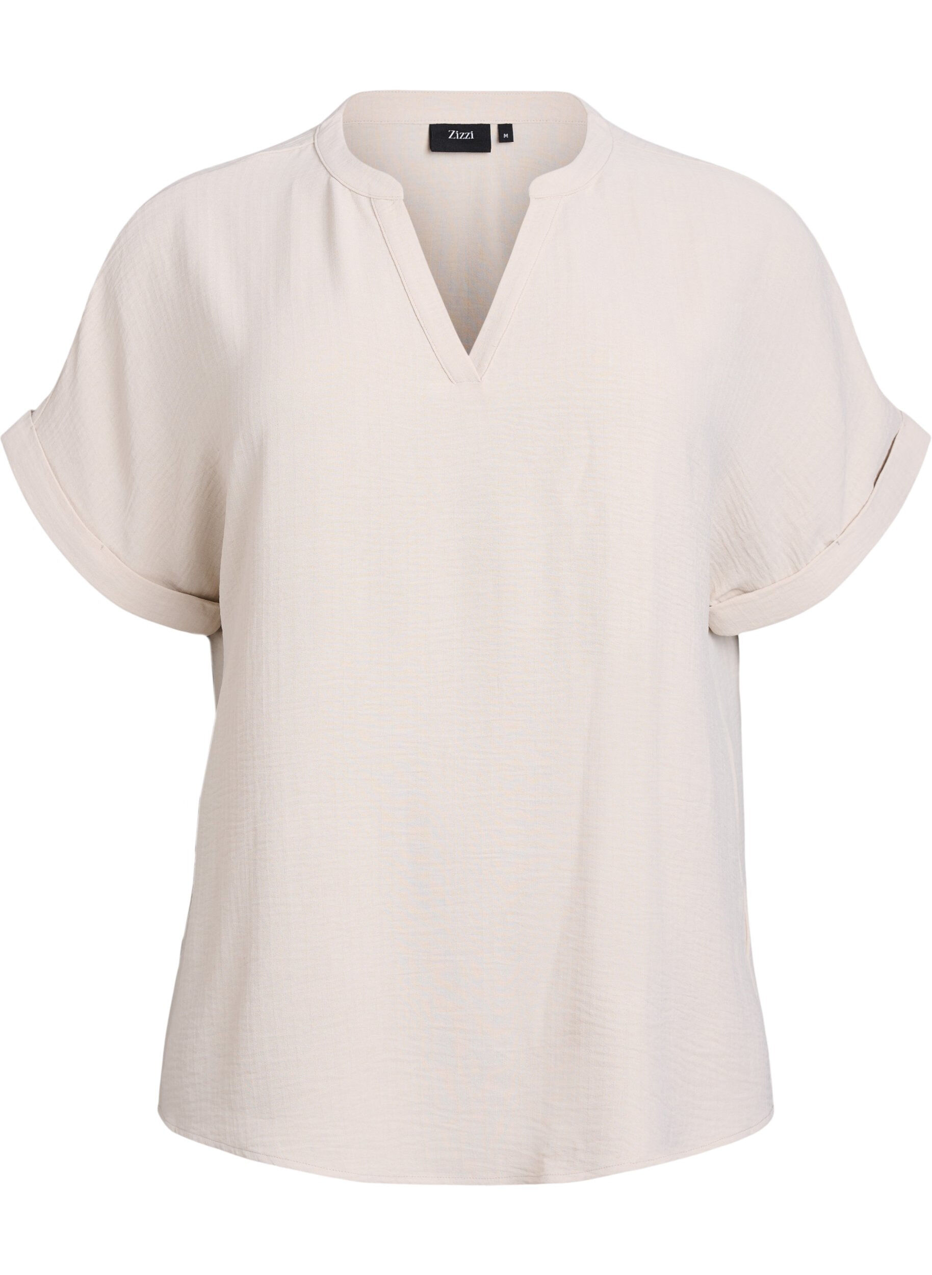 ZizziLockere Bluse mit kurzen &Auml;rmeln, Beige, Packshot image number 0