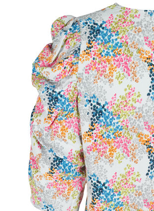 Bluse aus Viskose mit Print und Puffärmeln, Gray Dawn AOP, Packshot image number 3
