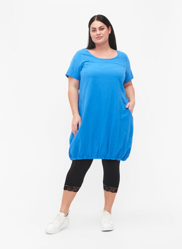 Kurzarm Kleid aus Baumwolle, French Blue, Model image number 2