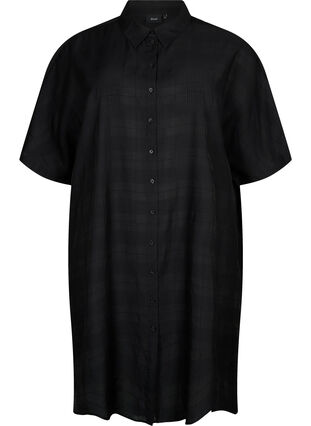 Langes Shirt aus Viskose mit Textur, Black, Packshot image number 0