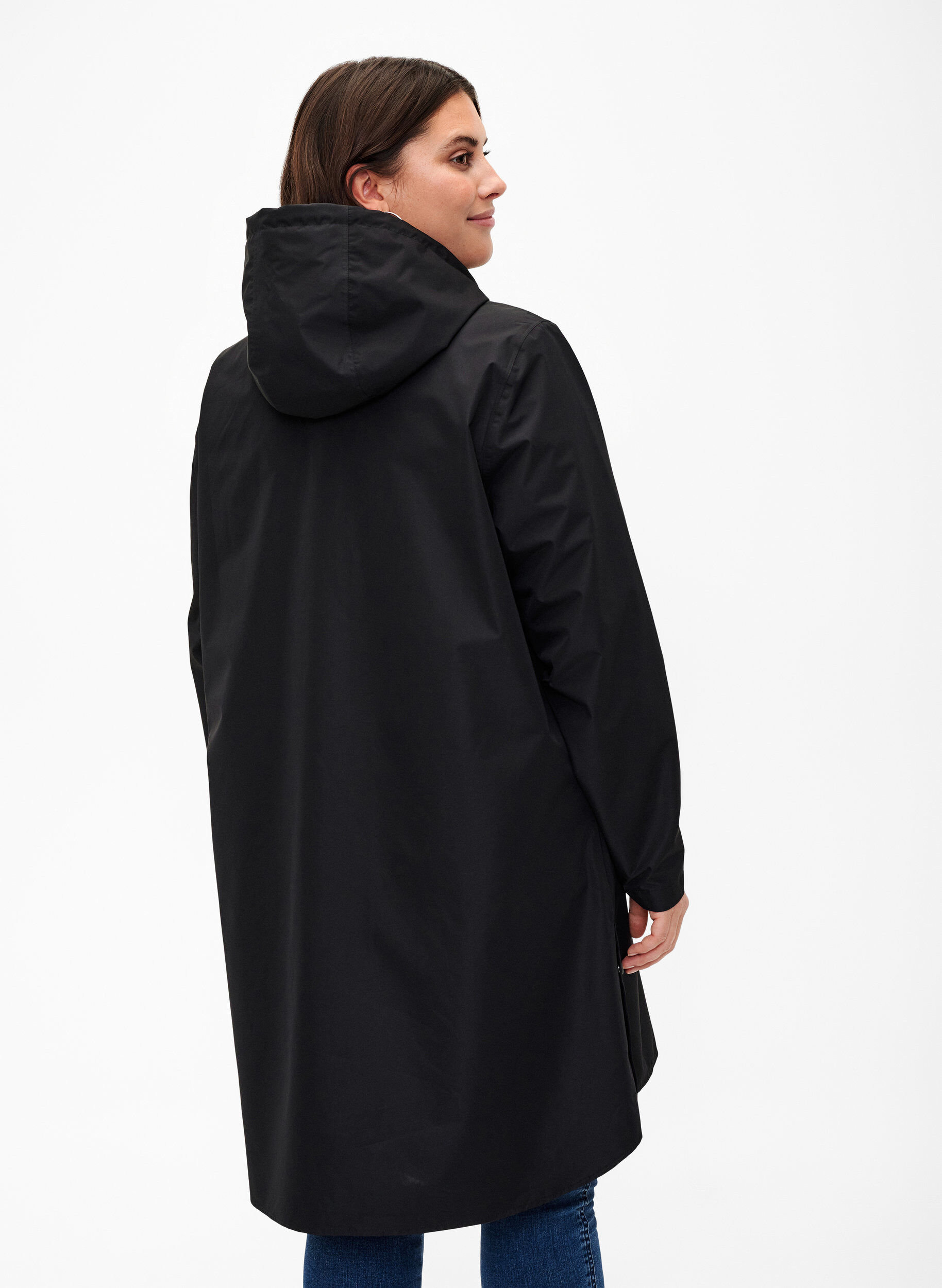 ZizziRegenmantel mit Taschen und Kapuze, Schwarz, Model image number 2
