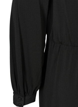 Langarm Kleid mit V-Ausschnitt, Black, Packshot image number 3