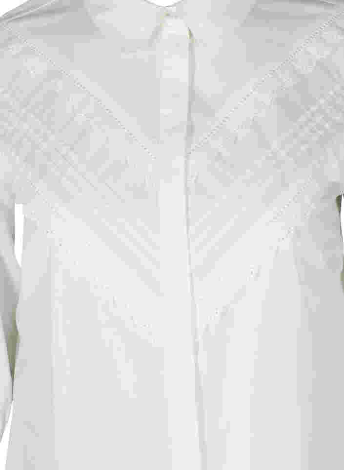 Baumwolltunika mit 3/4-Ärmeln und Spitze, Bright White, Packshot image number 2