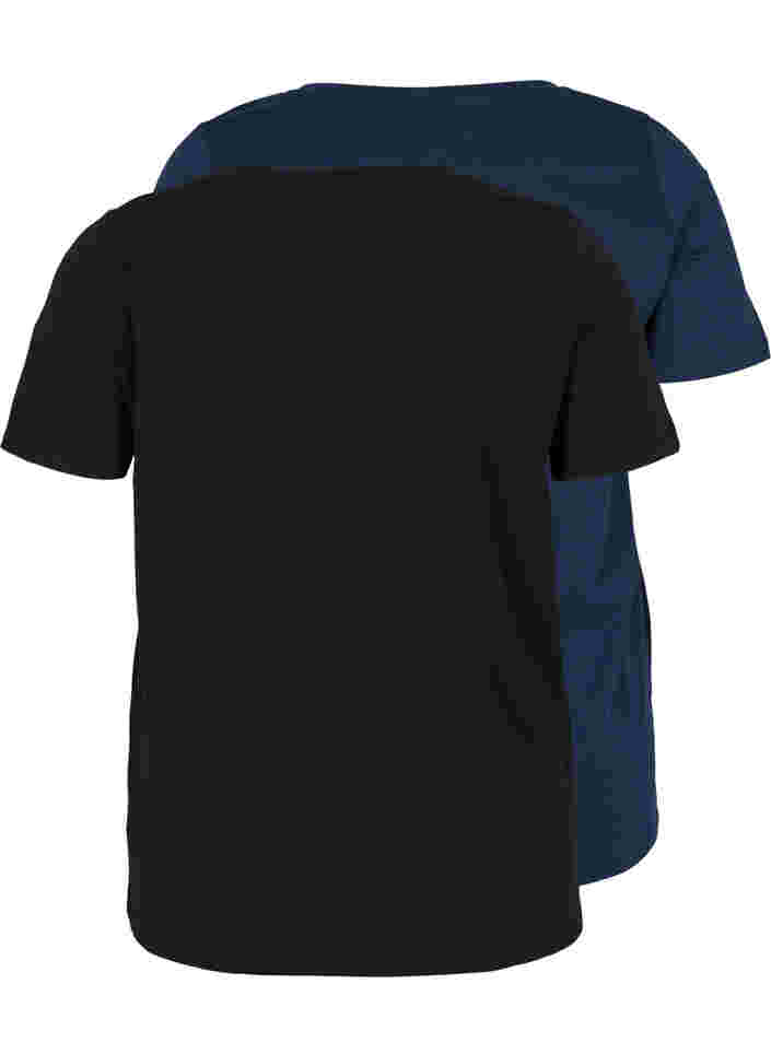 2er-Pack basic T-Shirts aus Baumwolle, Black/Navy B, Packshot image number 1