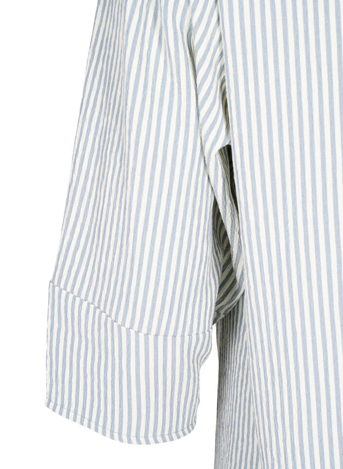 Gestreiftes Kleid mit 3/4-Ärmeln, Blue Stripe, Packshot image number 3