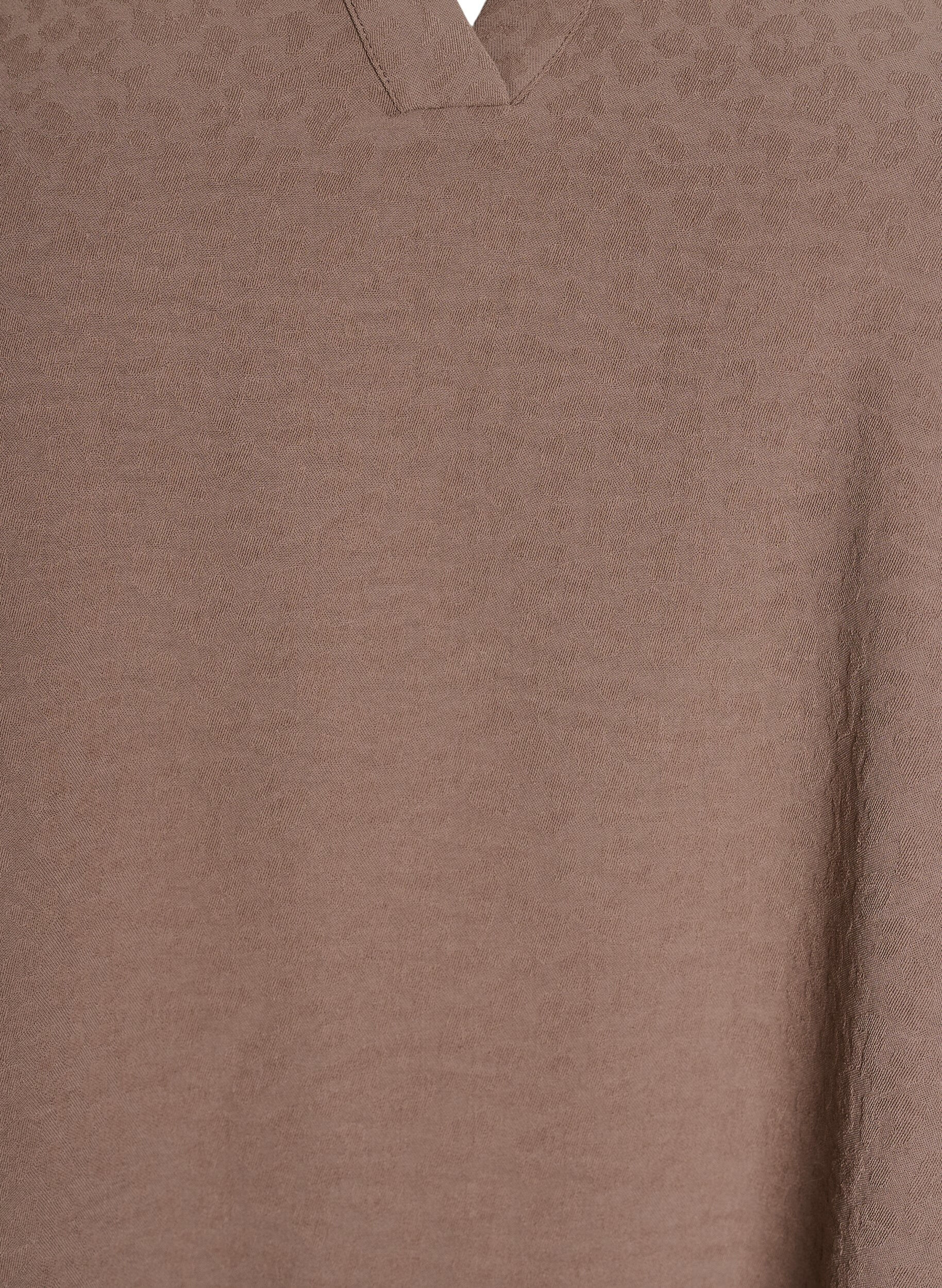 ZizziBluse mit kurzen R&uuml;schen&auml;rmeln und V-Ausschnitt, Braun, Packshot image number 2