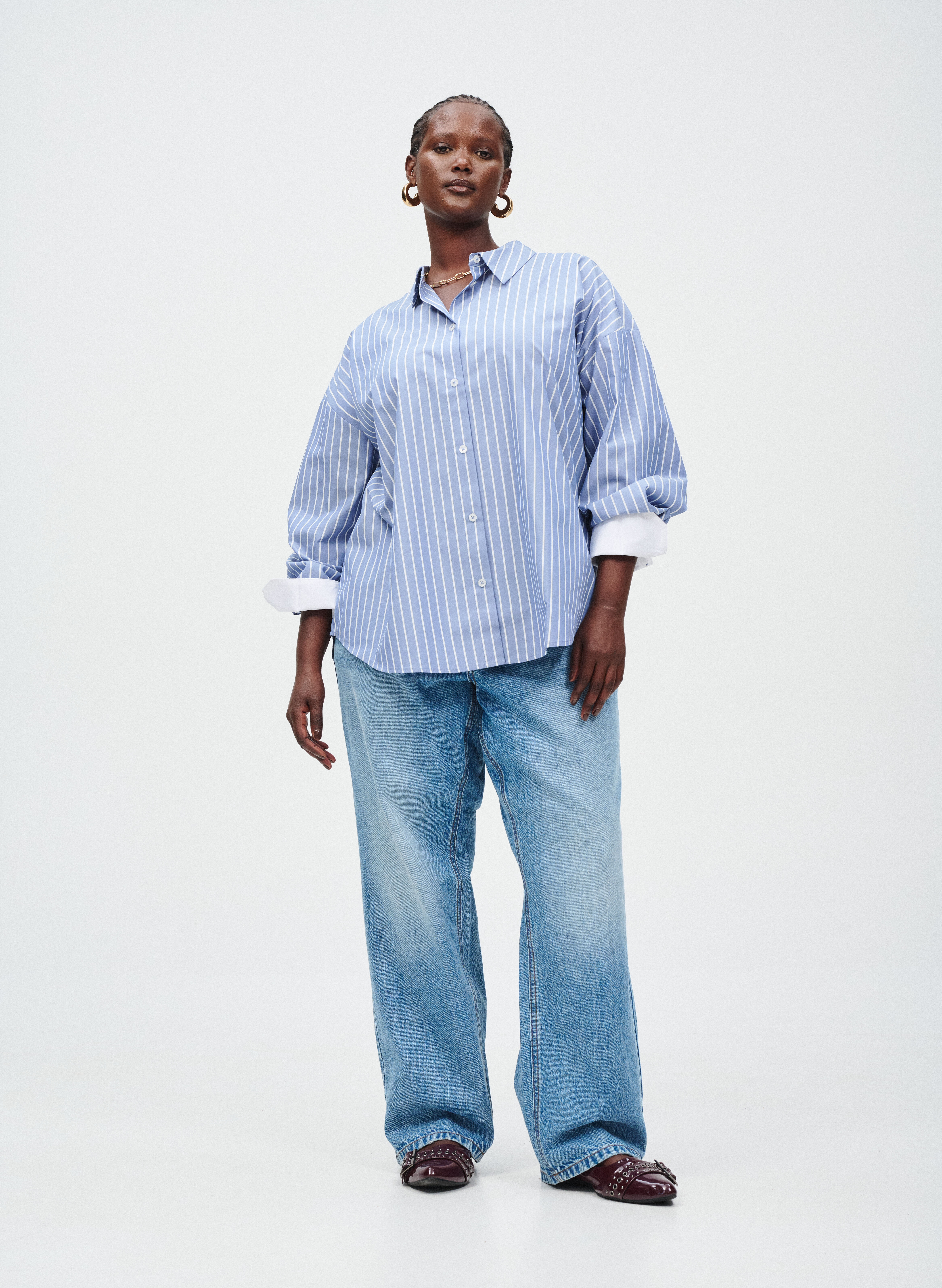 ZizziBlaues Hemd mit Streifen, , Model