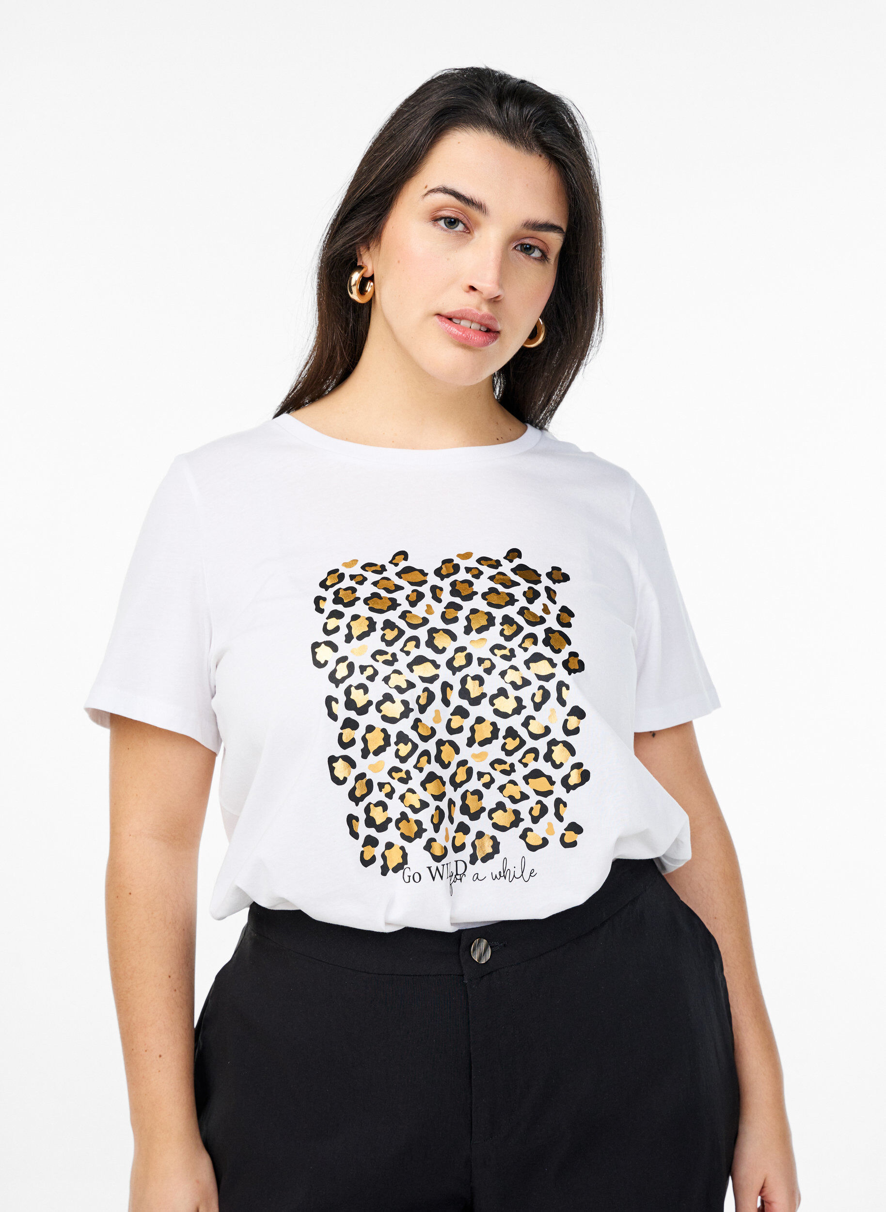 ZizziT-Shirt mit Leopardenmuster, Bright White w. Leo, Model image number 0
