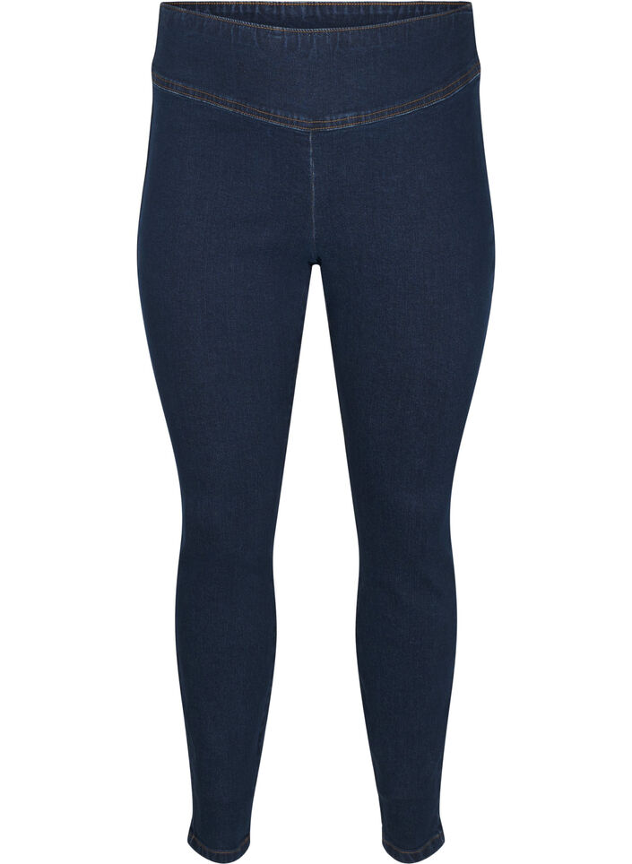 Elastische Jeggings mit hoher Taille, Blau, Packshot image number 0
