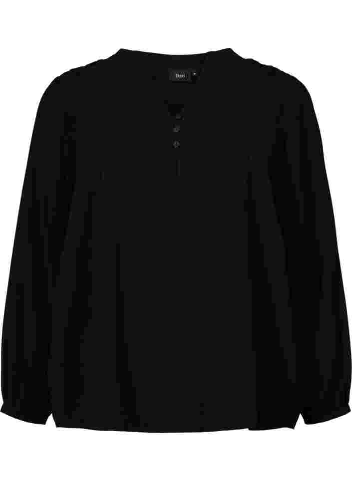 Langärmelige Bluse aus Viskosemischung, Black, Packshot image number 0