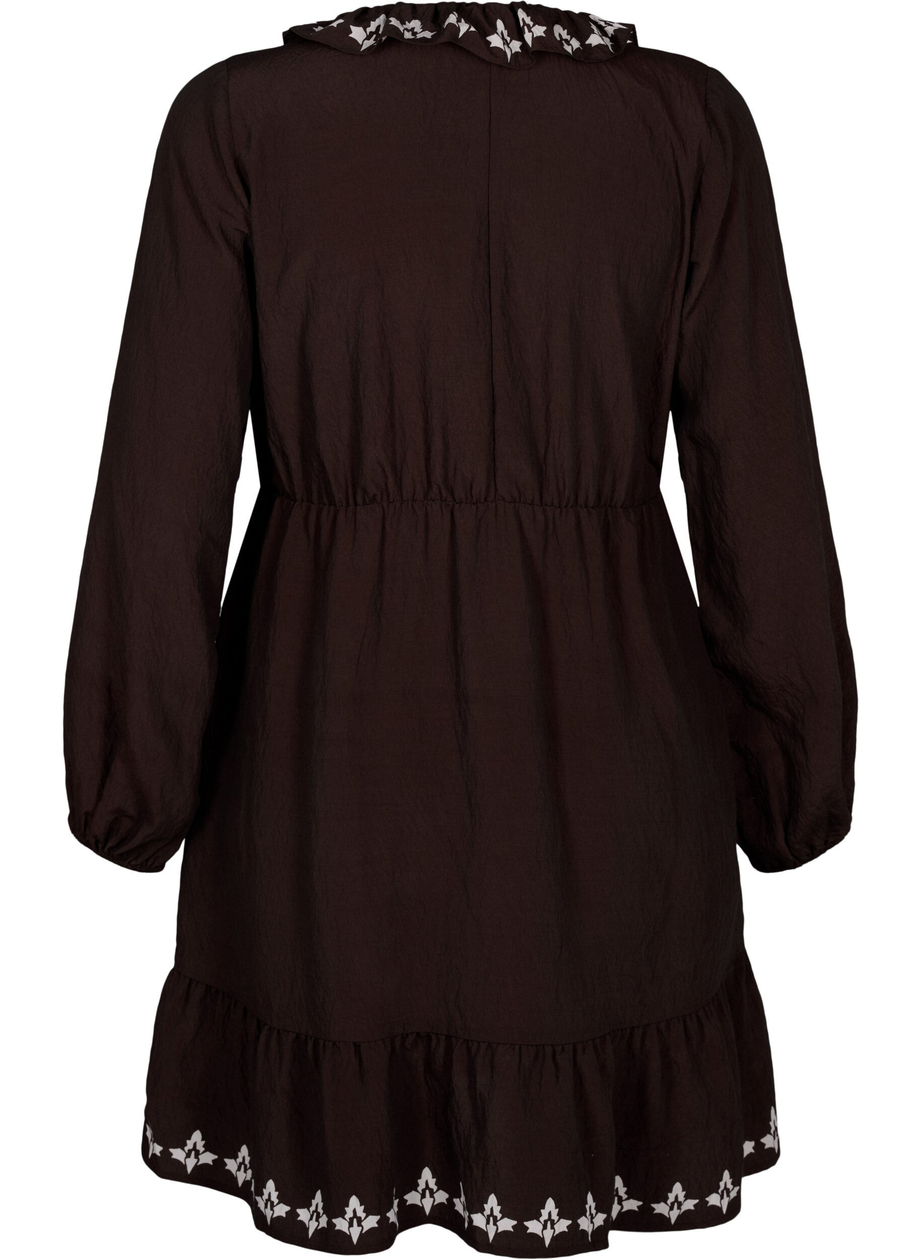 ZizziLang&auml;rmeliges Viskosekleid mit Muster, Braun, Packshot image number 1