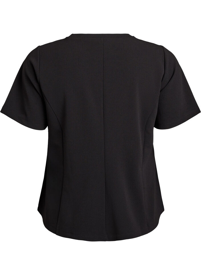 Kurzärmelige Bluse mit formgebenden Abnähern, Schwarz, Packshot image number 1