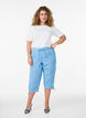 Caprihose aus Baumwolle und Leinen mit elastischem Bund und Bindeband, Blau, Model image number 0