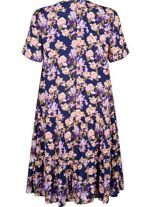 Kurzärmliges Viskose-Kleid mit Aufdruck, Small Flower AOP, Packshot image number 1