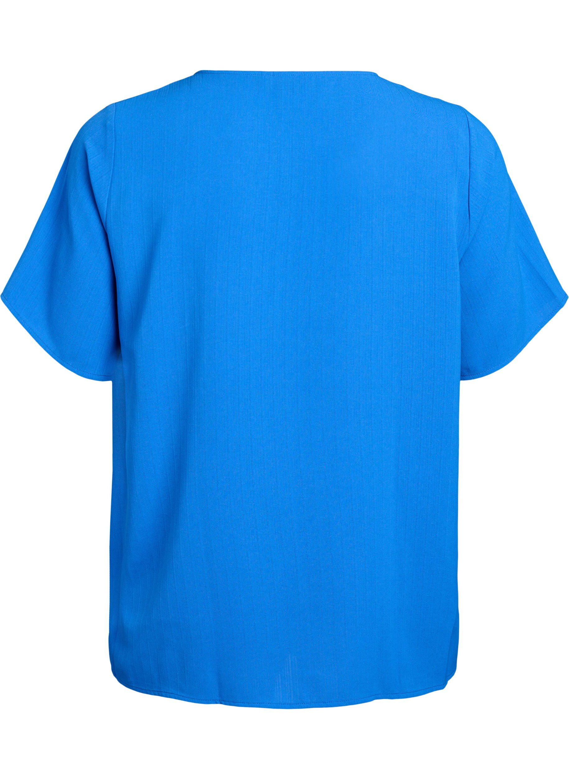 ZizziKurz&auml;rmelige Bluse mit Rundhalsausschnitt, Blau, Packshot image number 1