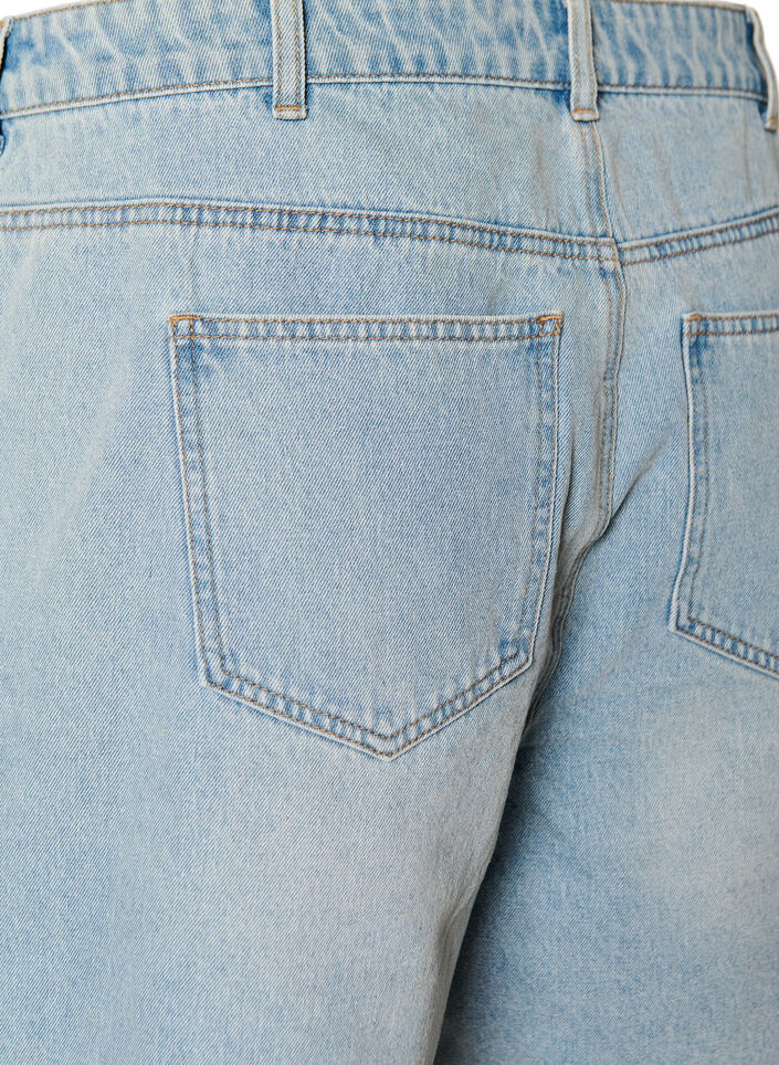 Denimskort mit Wickeloptik und hoher Taille, Blau, Packshot image number 3