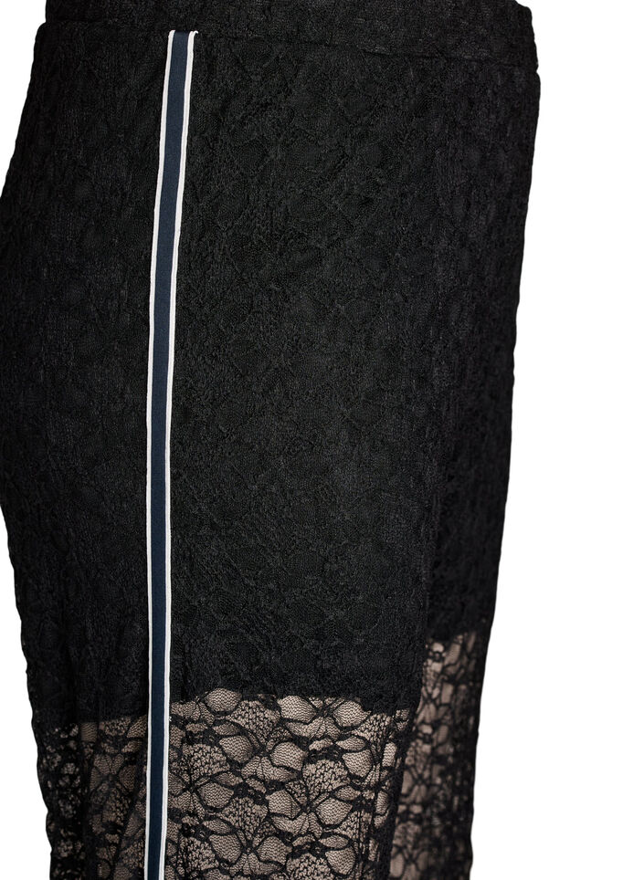 Transparente Spitzenhose mit weitem Bein, Schwarz, Packshot image number 3
