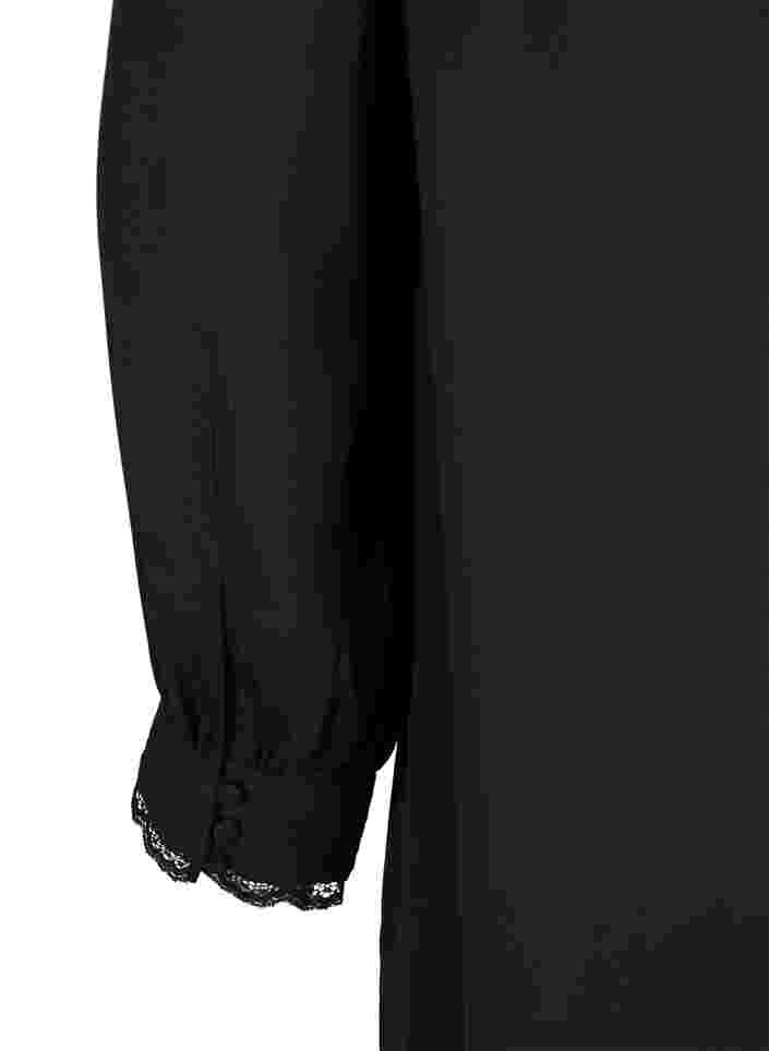 Tunika mit Rüschenkragen und langen Ärmeln, Black, Packshot image number 3