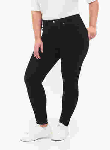 Super Slim Amy Jeans mit hoher Taille, Unwashed, Model image number 2